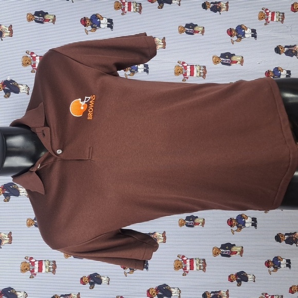 Vintage Cleveland Browns embroidered logo brown & orange Med casual polo shirt - Picture 2 of 5
